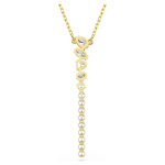 Mesmera Y necklace Mixed cuts, White, 18K gold finish